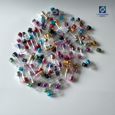 ขวดยาใส SGS 15 มม. ฝาอลูมิเนียมแคปซูลแรดสีน้ำเงิน
