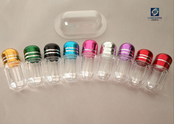 SGS 2g ขวดยาพลาสติกเปล่าแคปซูลแรดสีน้ำเงินแปดเหลี่ยม