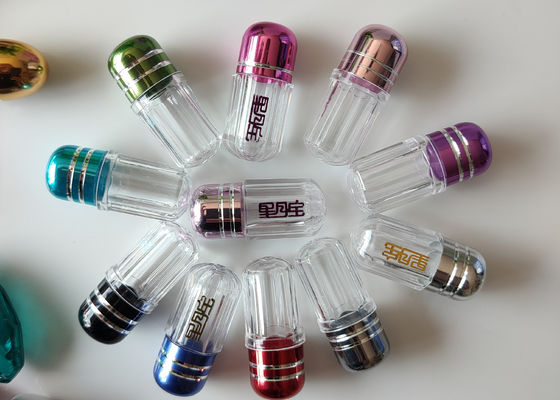 SGS 2g ขวดยาพลาสติกเปล่าแคปซูลแรดสีน้ำเงินแปดเหลี่ยม